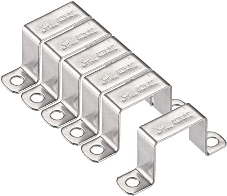 sourcing map 6 Stück U Förmige Verbinder Halterung 38 x 42mm 304 Edelstahl | Für Tür Geschlossene Stangenhalter Strebenkanal