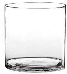 LOLAhome Jarrón Cilíndrico de Cristal Transparente Decorativo para Flores, Diseño Redondo, Ø 20x20 cm, Resistente y Elegante, para Decoración de Interiores, arreglos Florales, Centros de Mesa.