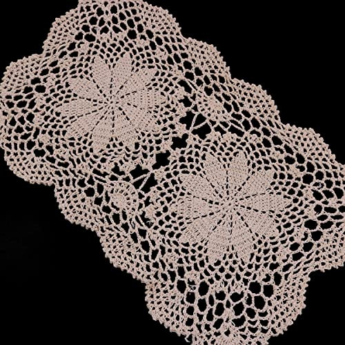 Hsthe Sea 2 tovagliette rettangolari in Cotone Fatto a Mano in Pizzo all'Uncinetto Beige