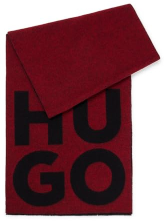 HUGO Herren Unisex - Z Schal aus Woll-Mix mit Stack-Logo und Fransen