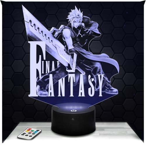 Lampephoto.fr - Lampe F. Fantasy 3D Nachtlicht Videospiele | Made in France, Sockel wählbar, dimmbar, Batterie/USB, HD-Lasergravur, Geschenk für Gamer & Geeks