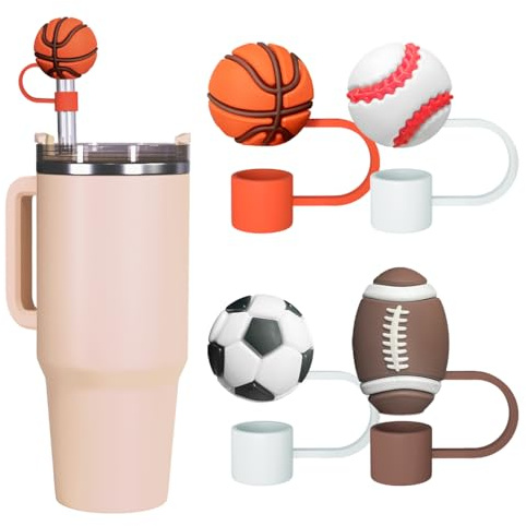 4pcs Ball Straw Cover 10mm Straw Cover Caps Fit for Stanley Cup,0.4in Drinking Straw Covers for Stanley Tumblers, Dust-Proof Reusable Straw Tips Lids for Straw