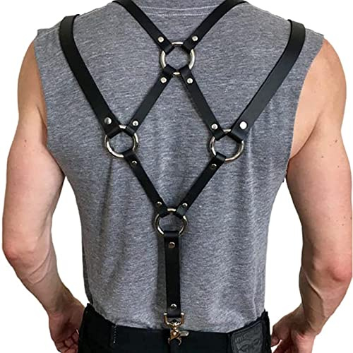 Limmion Herren Leder Hosenträger Brust Harness Punk Körper Geschirr Fetisch Bondage Sex geschirre Einstellbar Männer Body Schultergurt Erotik Leder Dessous Sexy Brustgeschirr Cosplay Nachtshow-Kostüm