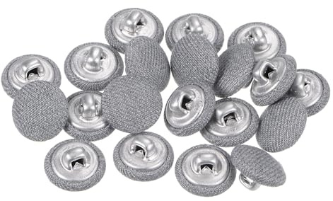 QUARKZMAN 20 Stück Knöpfe mit Stoffüberzug 12,5mm Runder Metallschaft Ösen Stoffknöpfe mit Stoff bezogen Nähknöpfe Vintage Ösenknöpfe für Anzüge Kleider Blusen Bastel DIY, Grau