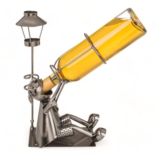MIJOMA portabottiglie in metallo per la riflessione notturna, portabottiglie di vino con portacandelina, il tuo godimento del vino in un ambiente di gioco leggero e una festa per gli occhi per gli am