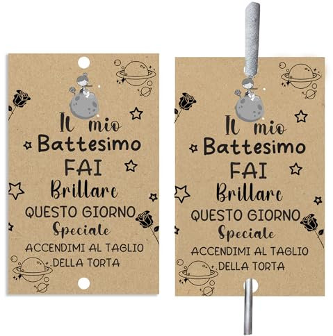 MKISHINE 100pz Etichette Stelline Scintillanti Battesimo,Biglietti Kraft per Battesimo Decorazioni Battesimo Effetto Speciale Taglio Torta Biglietti Battesimo ﻿