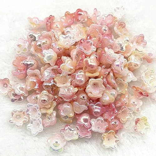 HBKUHIUT 50 Stück Farbverlauf-Glockenorchideenblüte, lose Acrylperlen zur Schmuckherstellung, DIY-Haarnadel, Ohrringe, Armbandzubehör, Farbe 7