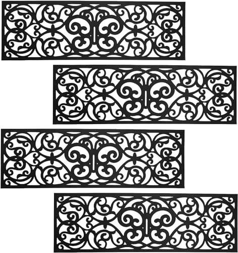Taylor & Brown Set of 4 Wrought Iron Effect Heavy Duty Rubber Stair Treads Non Slip Anti Trip Step Outdoor or Indoor Door Mat for Patio Entryway Garden Grass Stairway