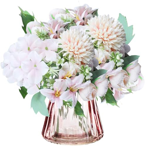 astylishome Künstliche Blumen, 28 Stück, künstliche Hortensien, realistisch, mit Stielen, künstliche Blumen für Hochzeit, Brautsträuße, Zuhause, Büro, Party, Dekoration, Blumenarrangements,