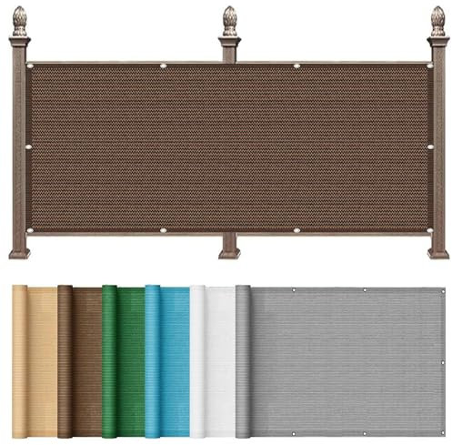 Brisevue pour Balcon sans Perçage 85 x 700 cm Blocage des UV, Protection de La Vie Privée Paravent de Balcon de Jardin avec Oeillets pour Jardin Extérieur Balcon, ‎Marron