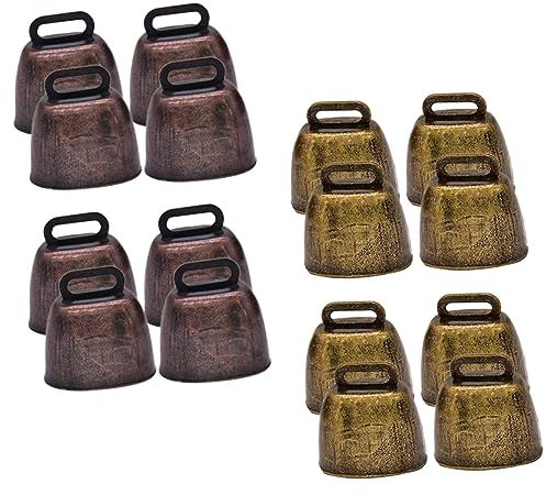 Parliky 18 Stück Vintage Kuhglocken Weideglöckchen Aus Metall Kupfer Glöckchen Für Schafe Haustiere Viehhalterung Glockenklar Läutend