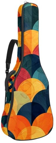 Gitarrentasche für Akustikgitarre mit zwei Taschen, bunte Kreise, wasserabweisend, doppelt verstellbarer Schultergurt, Gitarrentasche, Bunte Kreise, 42.9x16.9x4.7 in, Stilvoll