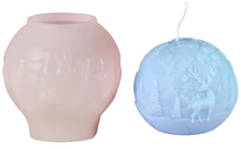 Smileshiney Stampo per candela con palla di Natale, stampo per palla di Natale - Stampo per realizzare candele fatte a mano - Stampi per sapone in silicone, stampi natalizi con palline, stampo