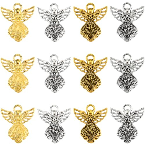 SUNNYCLUE 1 låda 80 st ängelberlocker bulk metall ängel berlocker legering vintage antik gyllene silver tibetansk stil skyddsängel tur berlock för smyckestillverkning berlocker örhängen armband