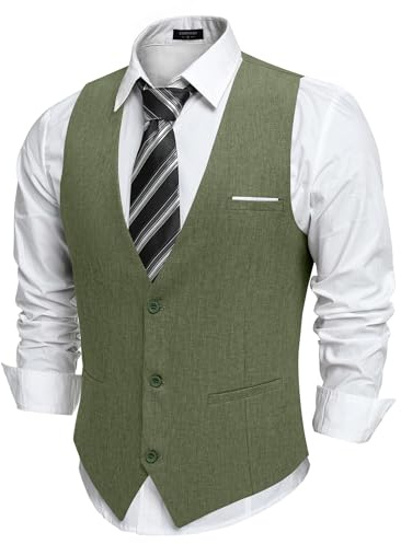 COOFANDY Gilet Homme de Costume Formel Gilets mariage Col V