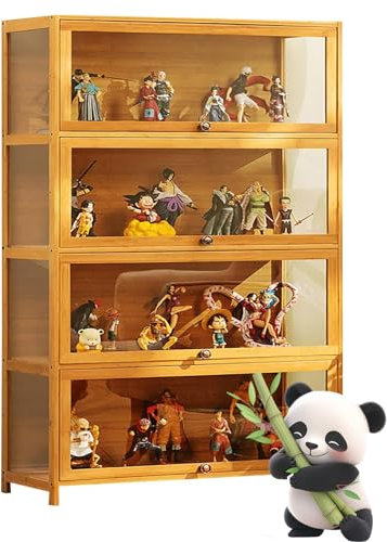 Ddasam Vitrine,sammlervitrine,Manga Regal,Großer Kapazität Klare Regal Vitrine,Glas Acryl vitrine,Holzvitrine,Glasvitrine für Bücher,Wein,Büro,Wohnzimmer,Küche140×70×33cm,Vitrine mit 4 Fächern
