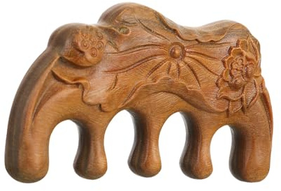 OHPHCALL 1pezzi Pettine Per Massaggi Denti Larghi Pettine Per Capelli in Legno Di Sandalo Verde Strumento Per Massaggiatore Al Capelluto Leggero e Portatile