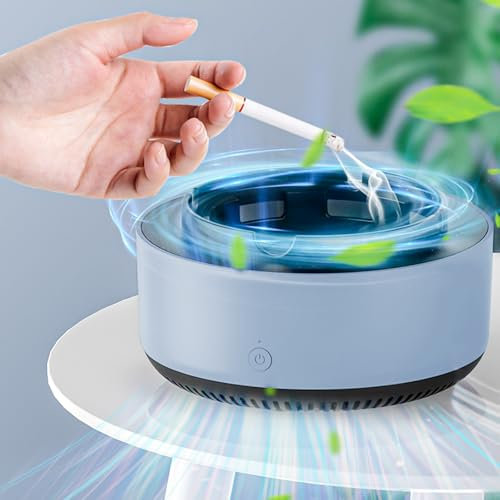 Cendrier filtrant purificateur d'air, boîte portable sans fumée pour fumeurs, cendrier anti-odeurs pour patio, intérieur, extérieur, voiture