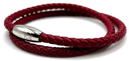 KAROO EARTH JEWELLERY Mens Leather Wrap Bracelet With Strong Stainless Steel Magnetic Clasp - Genuine Leather | 5mm Braided Double Wrap Men's Premium Bracelet