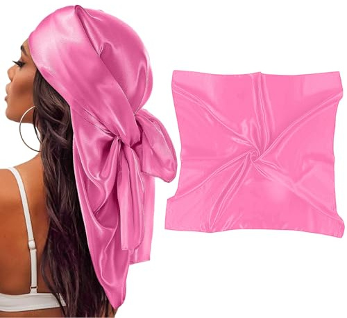 Qianyu 90 x 90 cm Große Quadratische Schals für Damen Seide Kopftuch Bandanas Silk Head Scarf Gefühl Schal Personifizieren Elegant Seidentuch Haartuch Halstuch Haarschmuck Taschentuch (Rosa)