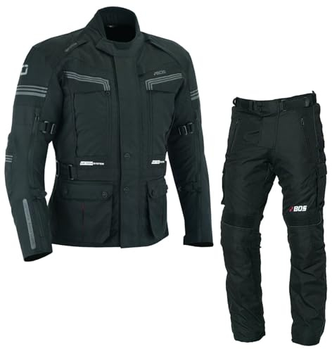 Motorradanzug Herren Zweiteiler Textil Kombi Motorradjacke + Motorradhose Mit Sicherheitsprotektoren,Textil Motorradkombi 2-teilig Herren,Motorradjacke und Hose mit Protektoren (BLACK, XXL)