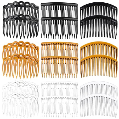 18 Stück Französische Seitenkämme Haarkämme für Damen Kunststoff Haarspange Kämme Haar Twist Kamm Haarspangen Seiten für Feines Haar Glattes Haars Vintage Dekorativer Steckkamm Haare