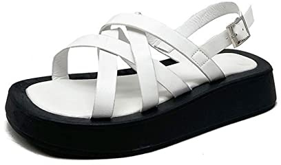 Sandali per Donne Sandali Zoccoli Cuneo Tacchi Cinturini con Cinturino con Fibbia per la Scarpa Femmina Croce-Shoes Mel Shoes Clear shoes2.5 UK