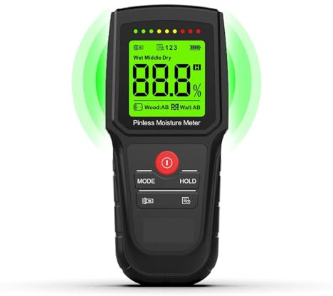 Pinless Hygrometer Digital LCD Moisture Meter for Wood/Humidity Meter for Concrete Building Wall Timber Damp Detector Precise and Accurate Measuring