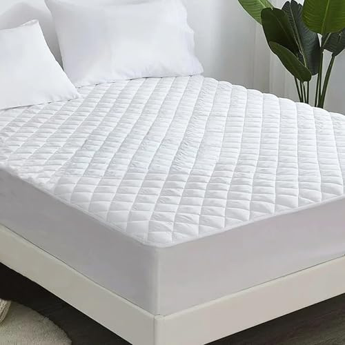 Protector de Colchón Impermeable 200x190/200cm,Funda Acolchada Transpirable estira hasta 30 cm de Profundidad, Silenciosa, Lavable a Máquina, Antipolvo