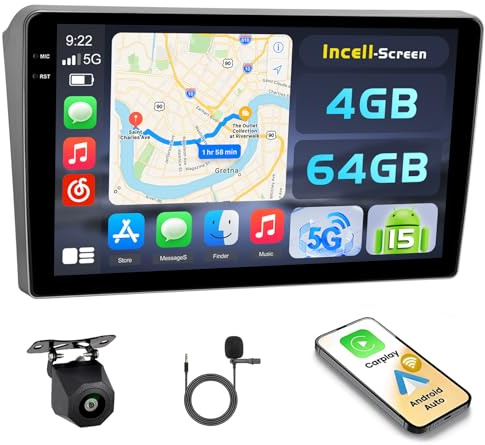 Hikity 4G+64G Android 15 Radio Coche Peugeot 407 2004-2008 9 CarPlay | Android Auto Inalámbrico. BT. GPS. WiFi. FM/RDS. Cámara+MIC. Incell Touchscreen