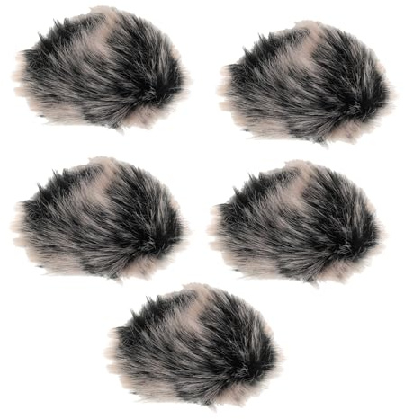 SUPVOX 5pcs Black Furry Microphone Protective Cover with Noise Reduction and Windproof Design, Imitation Rabbit Mic Wind Muff for Professional Use and Public Speaking