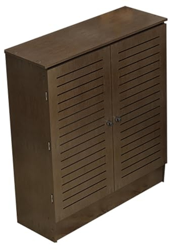 Stylish Modern Radiator Cover - Brown Shelf with 2 Doors & Vertical Grill Slats, Perfect for Living Room Decor (31.4 x 35.4 x 7.8 in) - Practical Home Accessory