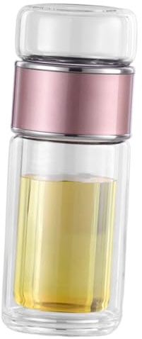 NOLITOY Botella de Vidrio para Infusor de Té Diseño Portátil Resistente Altas Temperaturas Infusor Integrado Antileak para Infusiones de Sueltas Color Rosa Dorado