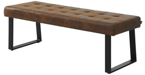 B&D home Sitzbank Dolce | gepolsterte Esszimmerbank 140 cm Polsterbank für Esszimmer, Garderobe, Küche | Industrial modern Design | Braun, 11304-140-BROW