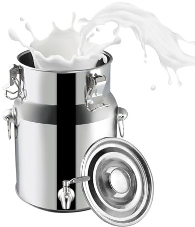 Stainless Steel Milk Can with Spigot - 5L Airtight Milk Jug, Sealed Lid Canister for Milk, Oil, Wine & Coffee - Durable, Leak-proof Storage Solution