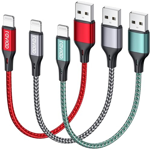 RAVIAD iPhone Ladekabel Kurz 50CM 3Pack [MFi Zertifiziert] Lightning Kabel | Ladekabel iPhone Nylon Geflochten Schnellladekabel für iPhone 14 13 12 11 Pro Max Mini XR XS X 8 7 6 6s Plus 5 SE