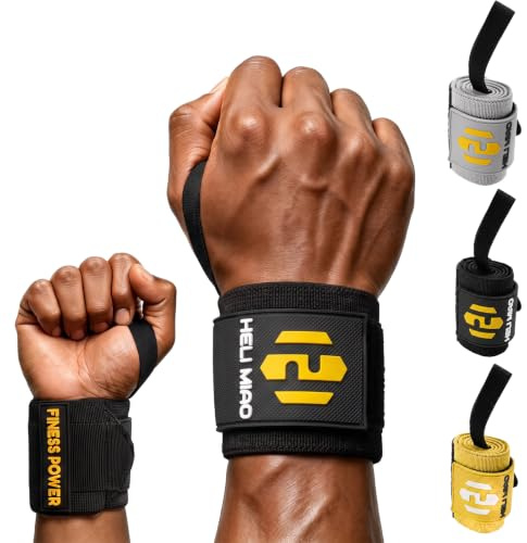 HELI MIAO handledsbandage styrketräning, 2 stycken justerbara handledsstöd sport, handledsbandage för fitness, gym, vardag svart