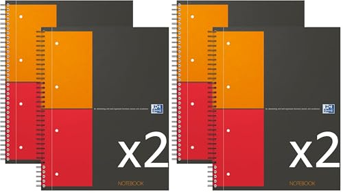 Oxford Lot 2 Cahiers International Notebook A4Plus Petits Carreaux 5 mm 160 Pages Reliure Intégrale Couverture Carte Gris (Lot de 2)