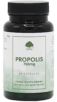 Propolis Capsules - High Strength Natural Bee Propolis Supplement - Rich in Bioflavonoids - Immune Support - 60 Vegetarian Capsules - G&G Vitamins