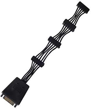 SilverStone SST-CP06-E4 - SATA Adapter Kabel, 1 auf 4 SATA Stecker (Super Flexibel), 2x 2200μF Kondensatoren