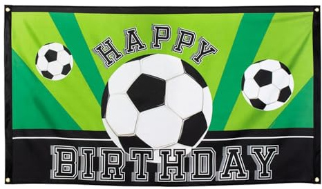 Boland - Banner Happy Birthday Fußball, 90 x 150 cm | Polyester Dekoration für Geburtstag, Sport, Fahne