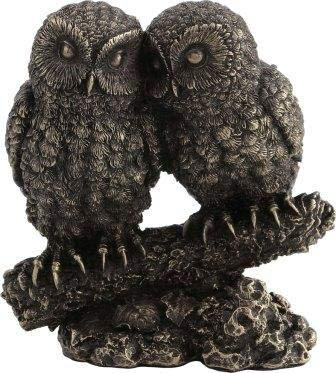 griechische Statue Ein Paar Eulen auf Einem AST (Dekorative Bronzefigur, Skulptur 13cm)