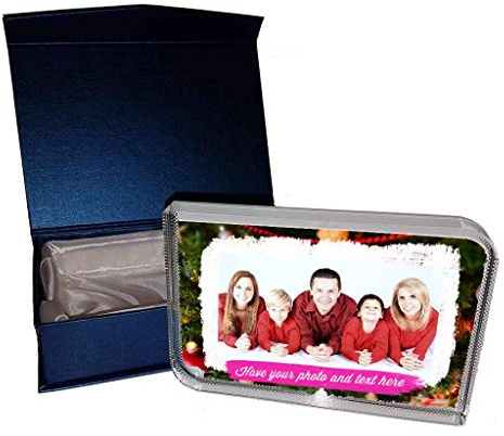 Say it with Glass by the CNC Group Personalised Gift boxed Photo Crystal Block - Rounded Corners Large - Any Photo Or Message Printed