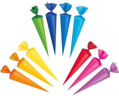 alles-meine.de GmbH 10 Stück: Schultüten - einfarbig - bunt - 35 cm - Zuckertüte/Bastelschultüte - Rohling zum Basteln, Dekorieren - Bemalen und Bekleben Bastelschultüte
