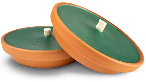Lavalis - Set di 2 grandi candele da giardino in terracotta - resistenti alle tempeste - per barbecue, matrimoni e feste - Durata di combustione: 7 ore - Altezza fiamma: 15 cm