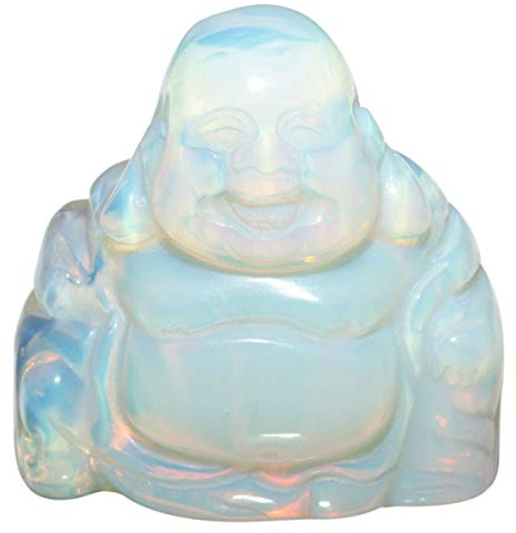 Nupuyai Opalit Stein Lachender Buddha Figur Kleiner Glücksbuddha Deko | Glücksbuddha Figur, Glücksbringer Talisman, Mini Buddha Edelstein Statue Geschenk, Feng Shui Meditation Zen Deko
