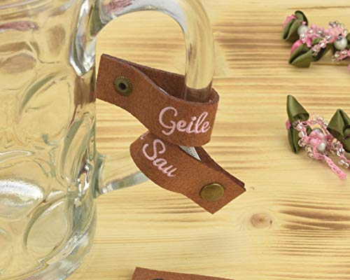 Henkelband 'Geile Sau' Bestickt - Stickfarbe wählbar - 1 Stück - Oktoberfest Maß Maßkrugband