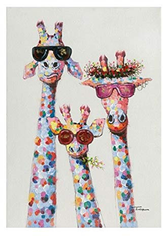Leinwand Malerei Bunte Tier Giraffe Poster und Druck Wandkunst Bild für Kinderzimmer Schlafzimmer Dekor Kunstwerk 40x60 cm / 15,7 x 23,6 Kein Rahmen
