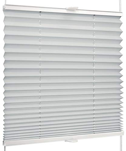 SchattenFreude Basic Klemmfix-Plissee für Fenster | Mit Klemm-Haltern | Ohne Bohren | Silber, Breite: 135cm x Höhe: 150cm