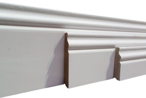 MadeInNature, Plinthe en médium mouluré de style Louis XV prépeinte blanche de très grande qualité, différentes dimensions, fabrication Française (Long 2 m Hauteur 11 cm, 12 ml)